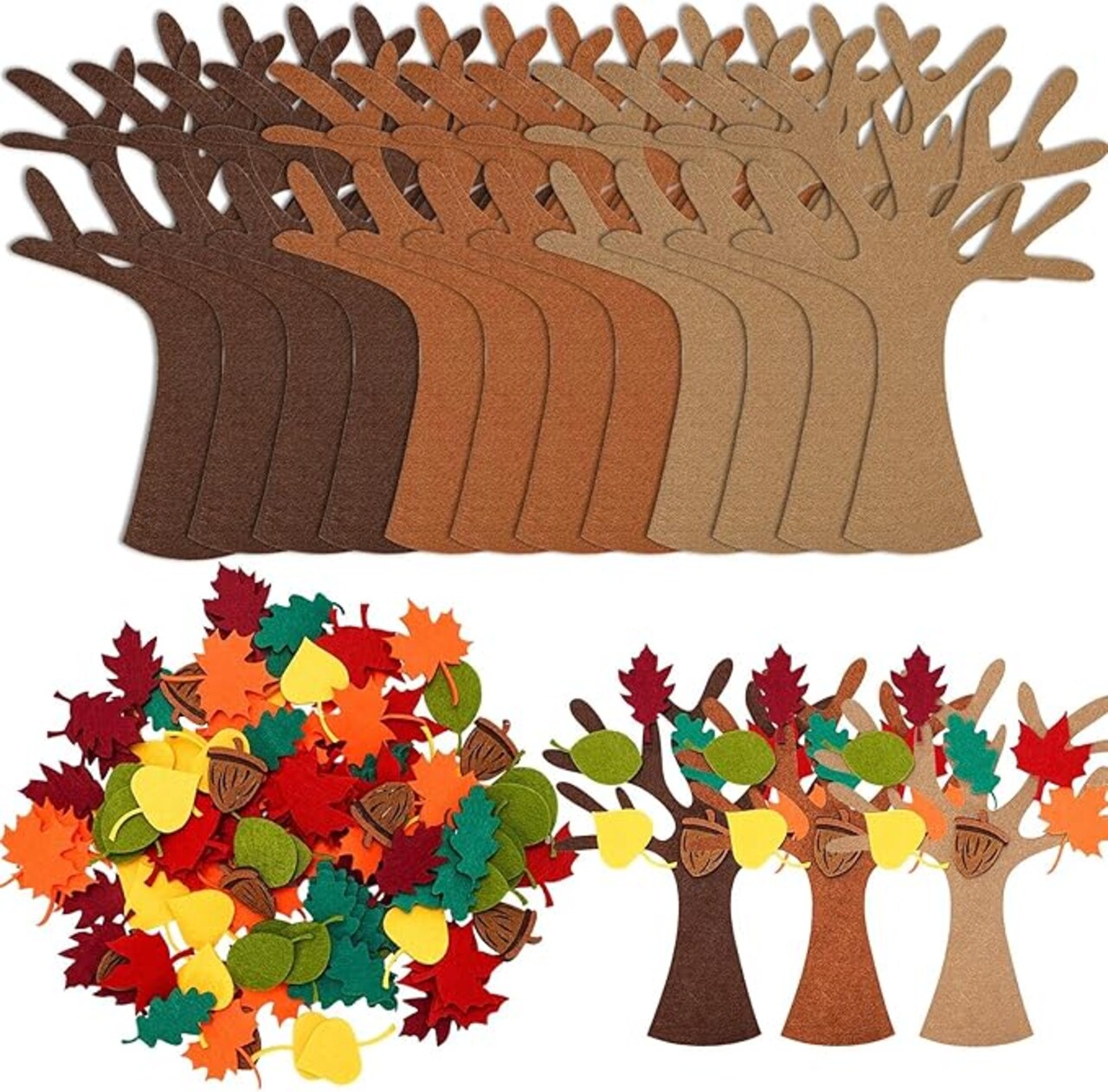 192-piece Fall Tree of Thanks Felt Craft Kit Autumn Tree Maple Leaves Ornaments Felt Board for DIY Art Craft, Fall Thanksgiving Party Gift Supplies Home Classroom Door Wall Hanging Tree Decor.